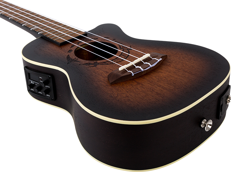 Flight DUC380 CEQ Amber Electro-Acoustic Concert Ukulele – Flight