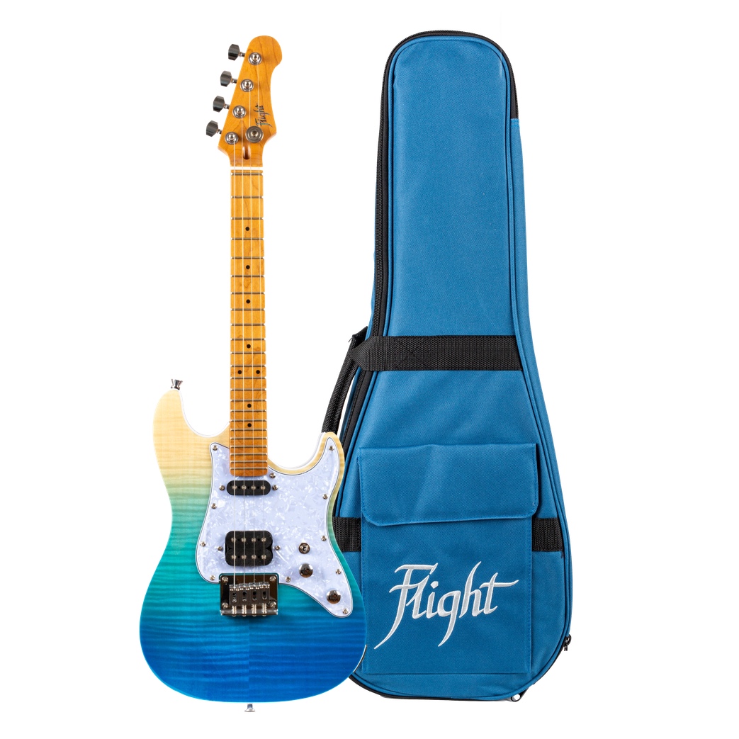 Flight Pathfinder Solid Body Transparent Blue Electric Ukulele